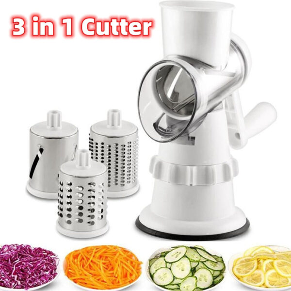 3 in1 Vegetable Slicer Chopper Grater Manual Kitchen Tools，For Cucumber Carrot Cutter Garlic Round Mandolin Shredder Potato Home