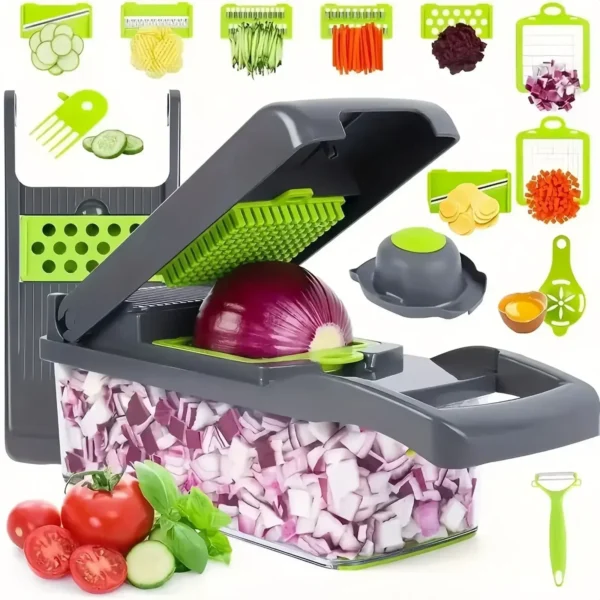 14/16-in-1 Multifunctional Vegetable Chopper, Onion Chopper, Handle, Food Grater, Food Chopper, Kitchen Vegetable Slicer, Dicer Cutter - Image 9