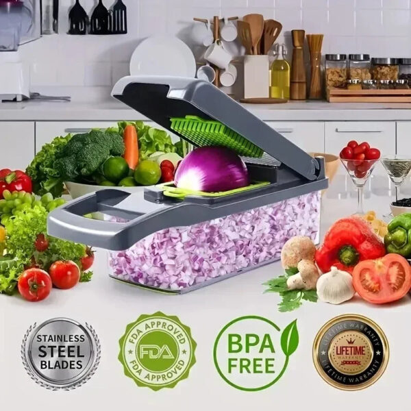 14/16-in-1 Multifunctional Vegetable Chopper, Onion Chopper, Handle, Food Grater, Food Chopper, Kitchen Vegetable Slicer, Dicer Cutter - Image 2