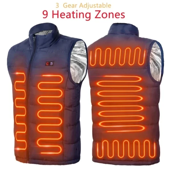 9 Heated Vest Zones Electric Heated Jackets Men Women Sportswear Heated Coat Graphene Heat Coat USB Heating Jacket For Camping - Image 10