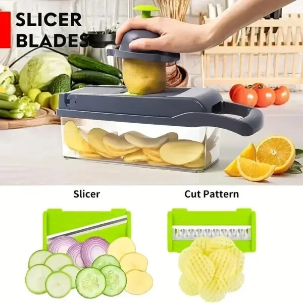 14/16-in-1 Multifunctional Vegetable Chopper, Onion Chopper, Handle, Food Grater, Food Chopper, Kitchen Vegetable Slicer, Dicer Cutter - Image 3