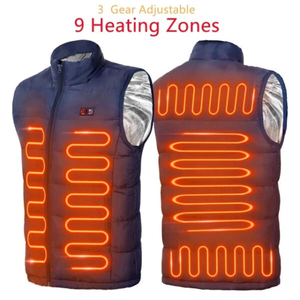 9 Heated Vest Zones Electric Heated Jackets Men Women Sportswear Heated Coat Graphene Heat Coat USB Heating Jacket For Camping - Image 8